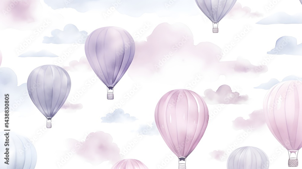 Obraz premium Colorful seamless pattern with pastel balloons for festive background design