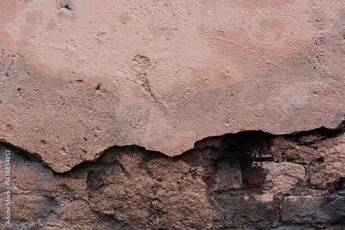 Old wall with cracked plaster. Weathered rough surface. Vintage texture is perfect for background and design.