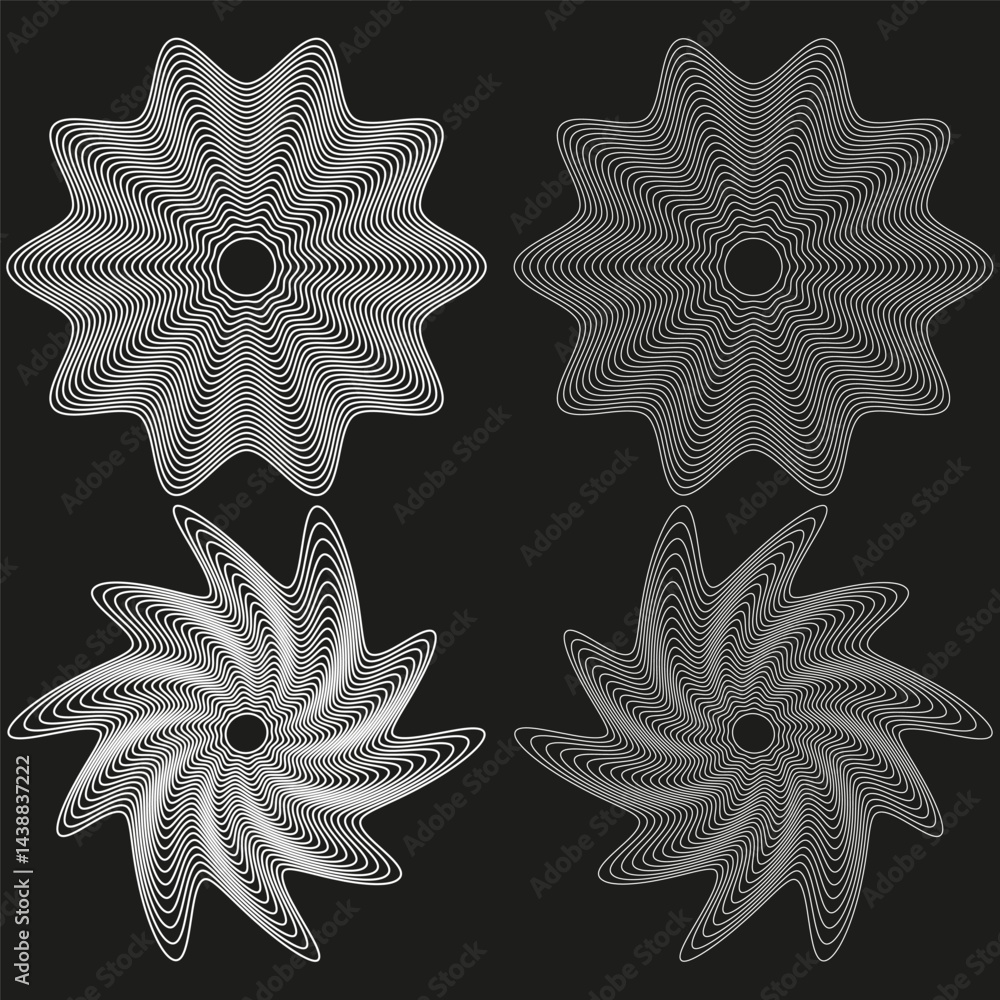 Star pattern design. Dotted outline style. Black geometric symbol. Vector shape illustration.