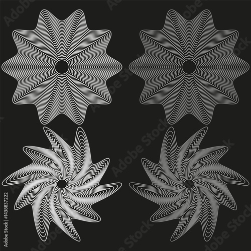 Star pattern design. Dotted outline style. Black geometric symbol. Vector shape illustration.
