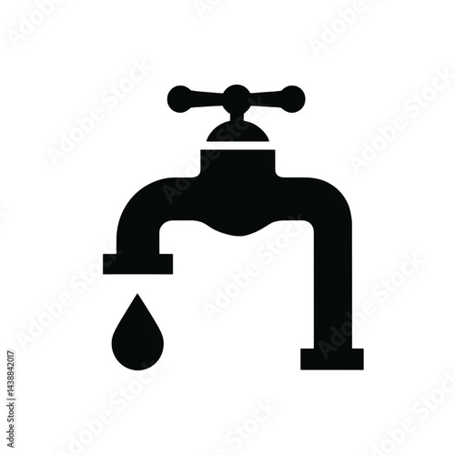 Minimalist Water Faucet Icon with Droplet