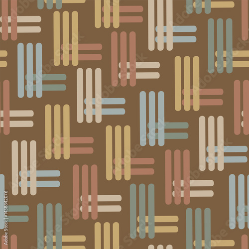 An Abstract of Geometric Bold Lines in an L Shape in Earthy Brown Tones creating a seamless pattern print