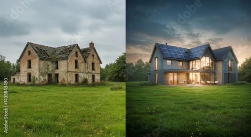 Transformación de una casa antigua en ruinas a vivienda moderna con energía solar