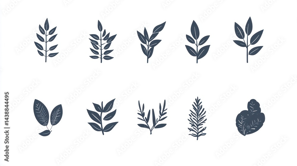 Botanical Leaf Icons Collection Botanical Leaf Icons Collection