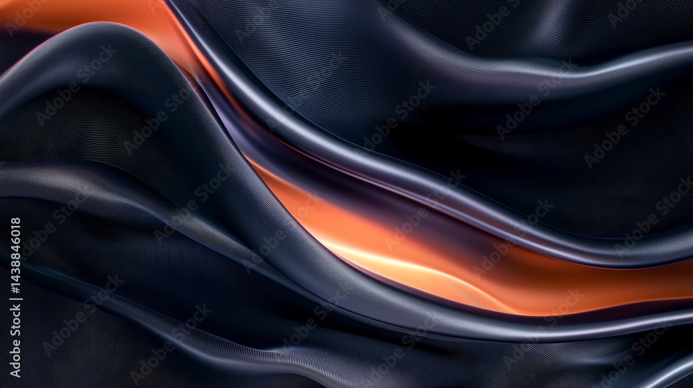 Fototapeta premium Abstract Dark Blue And Orange Metallic Fabric Texture Background