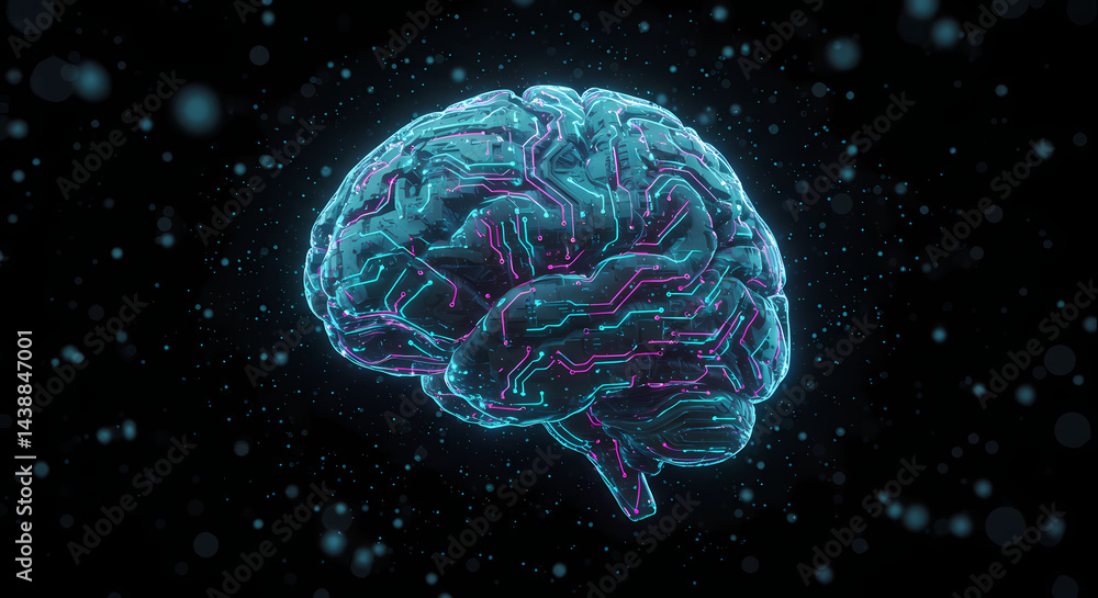 Fototapeta premium Cybernetic Brain: Neural Network Visualization