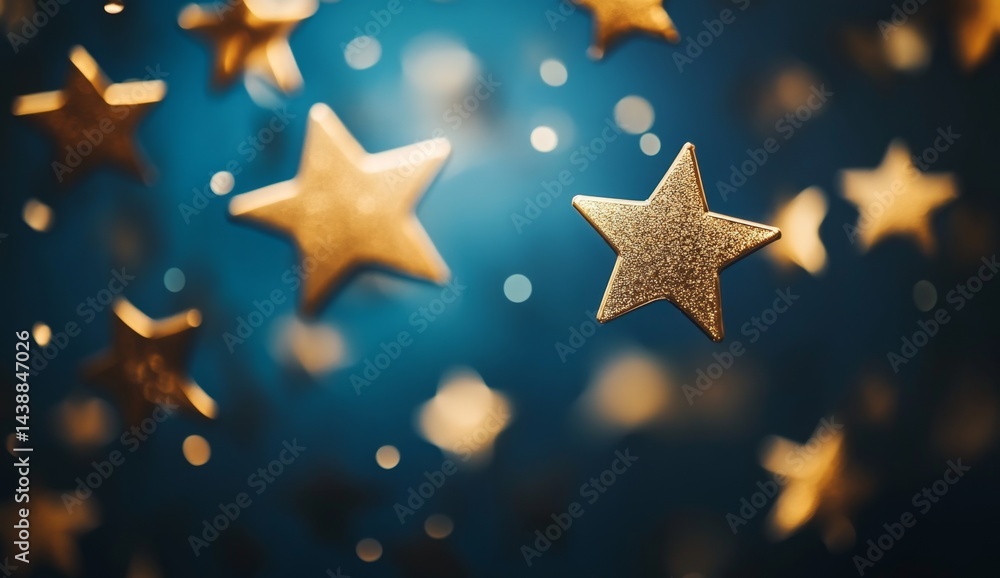 Golden stars falling in the night sky Golden stars falling in the night sky