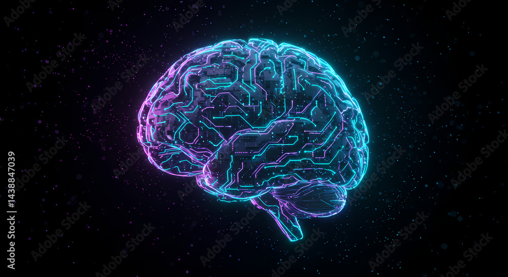 Futuristic Glowing Brain: Neural Network Concept Futuristic Glowing Brain: Neural Network Concept