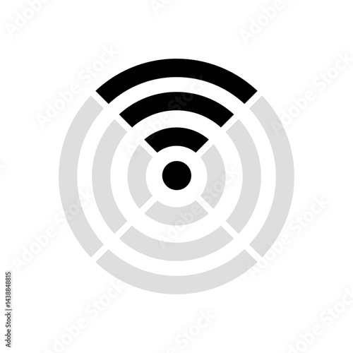 Wi-Fi signal icon displayed in black and white design on a minimalist background indicating connectivity status