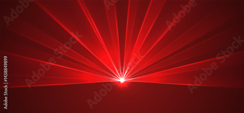 Obraz na płótnie Red lasers background., glowing rays or neon beams, bright futuristic backdrop. Concert or nightclub spotlights. Vector illustration. w salonie