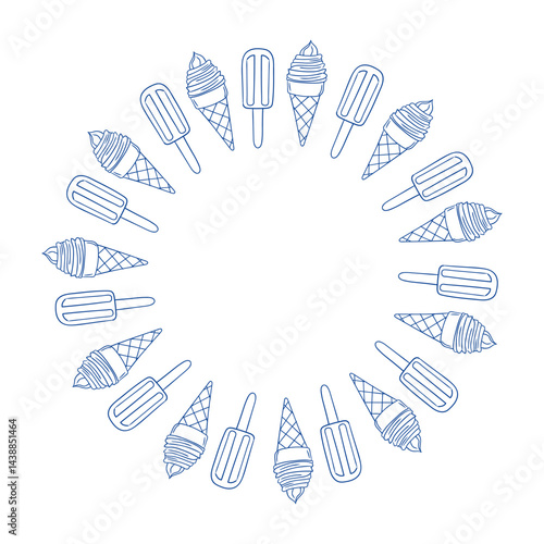 Creative circle design featuring summer beach elements and relaxation themes