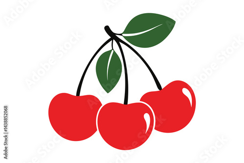 red cherry icon, cherry vector illustration on white background