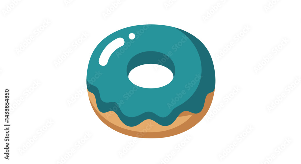 Fototapeta premium Colorful donut with blue glaze and a glossy shine perfect for a sweet treat illustration or delicious dessert graphic design, inviting and cheerful