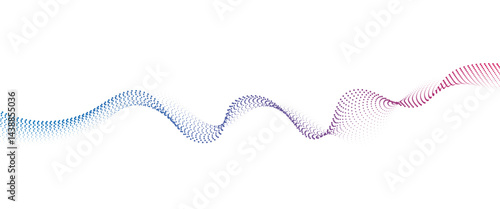 Flowing Dot Wave halftone gradient pattern on transparent background	
