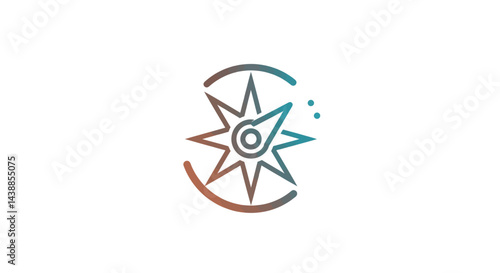 Compass rose icon with gradient color pointing north direction symbolizing travel and adventure perfect for navigation apps or travel blogs