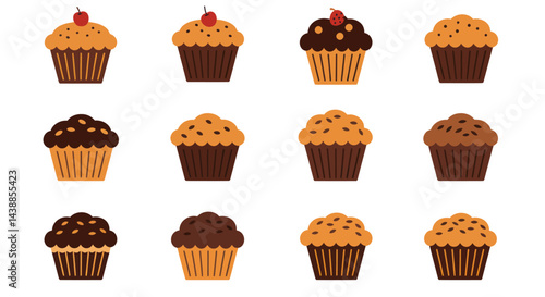 Delicious cupcakes assortment with various toppings and flavors for party treats and dessert designs