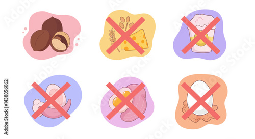 Food restriction concept illustration highlighting dietary allergens and intolerances for health conscious consumers and nutrition awareness