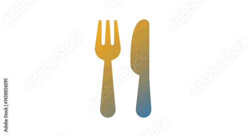 Fork and knife dining utensils with gradient color scheme for restaurant or food blog design elegant and modern culinary presentation