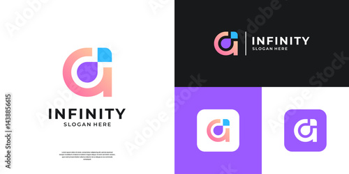 Abstract letter A loop logo. Modern infinity symbol triangle shape. Usable for business, company and technology.