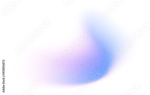 Abstract gradient shape with noise, blue blurred grainy color gradation, vibrant design element. Figure with soft flow effect, isolated on white. Vector illustration.