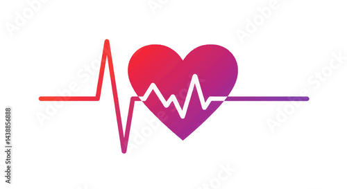 Heartbeat line with gradient heart shape for healthcare and medical concepts graphic design element for websites and presentations
