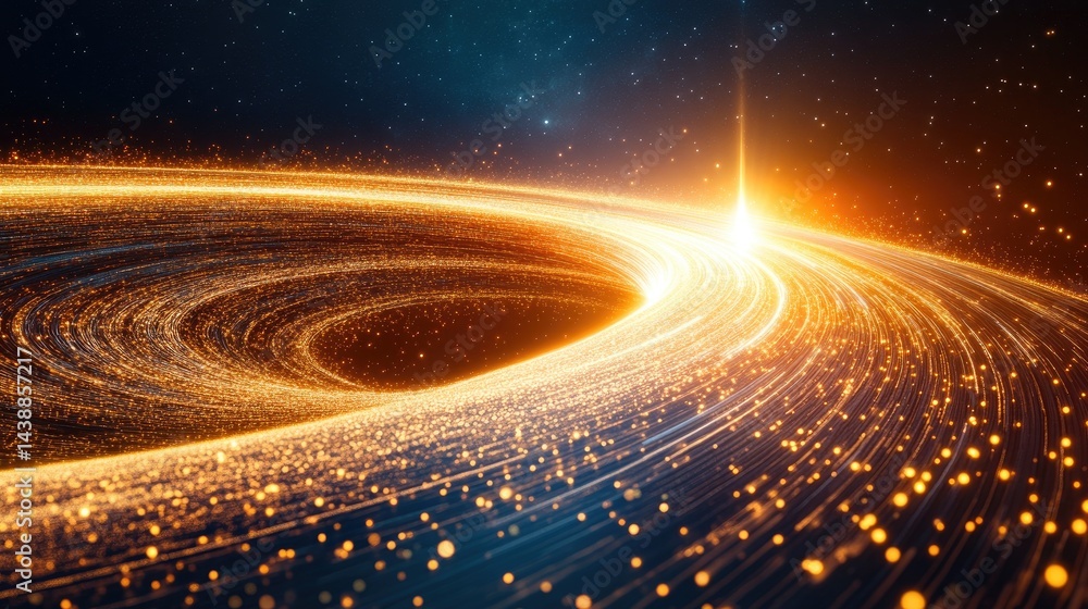 Golden spiral galaxy swirling in the cosmos. Golden spiral galaxy swirling in the cosmos.