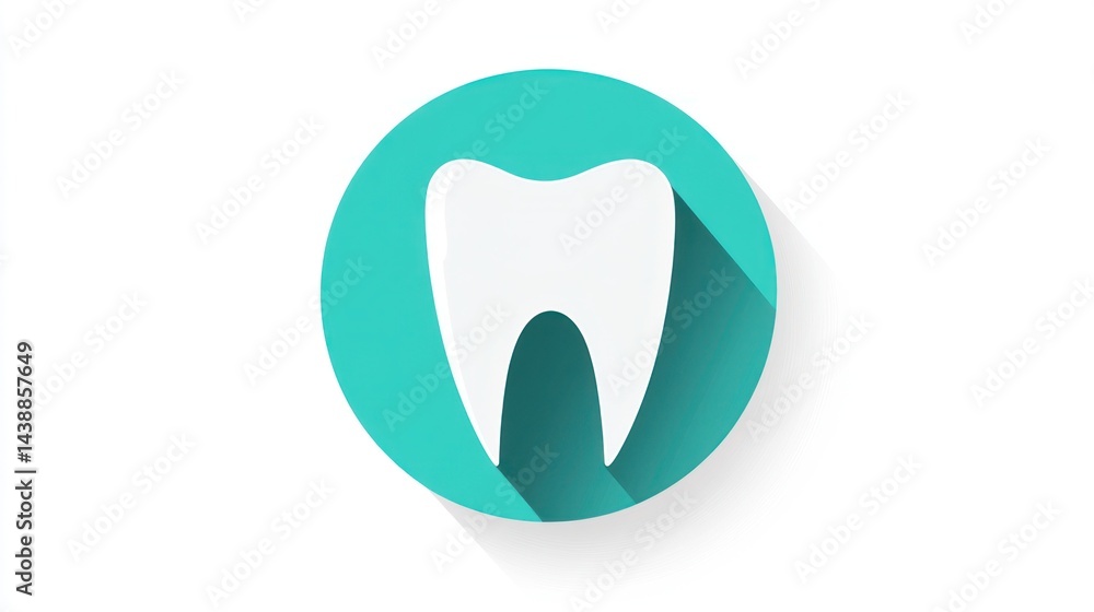 Dental Icon, Turquoise Circle, Simple Illustration Dental Icon, Turquoise Circle, Simple Illustration
