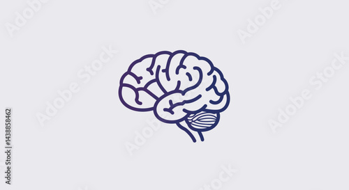 Stylized brain illustration on white background showcasing intellect and cognitive function for educational and medical content