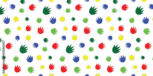 playful and colorful scatter seamless pattern with crocodile footprints. repeat background for textile, fabric, wallpaper and other.