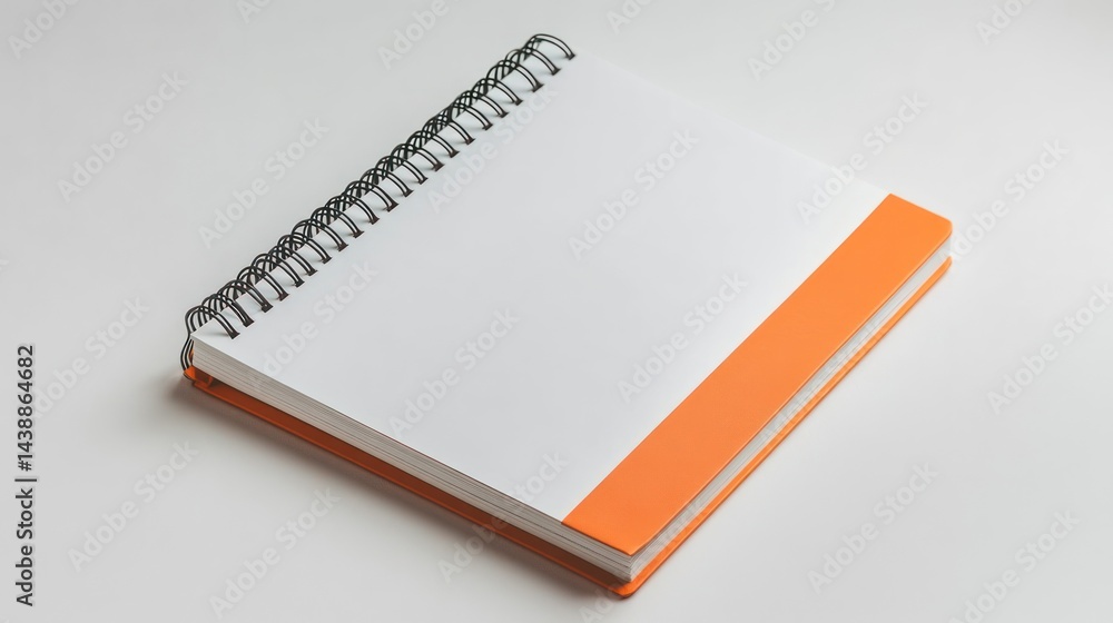 Blank spiral-bound notebook with orange trim