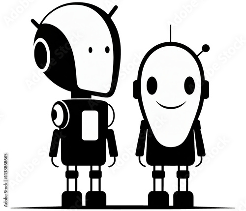 silhouette of two robotic f...