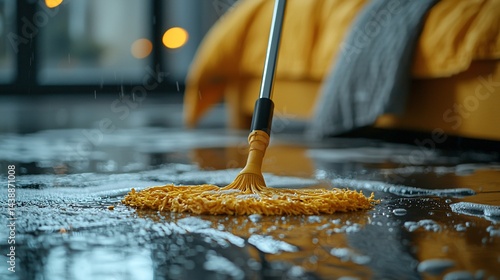 Wallpaper Mural Cleaning floor, mop, soapy water, bedroom background, housework Torontodigital.ca