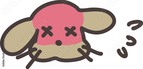 熱中症に悩まされる可愛い犬のコミカルなイラスト