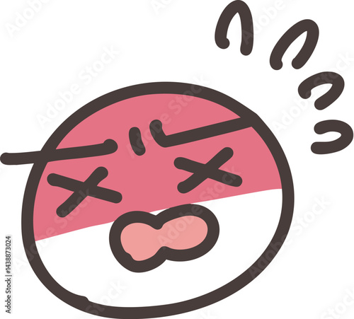 熱中症に悩まされるコミカルな人物のイラスト