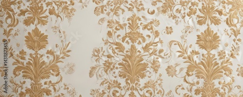 Luxurious white & gold intricate floral damask , interior, repeat, decor
