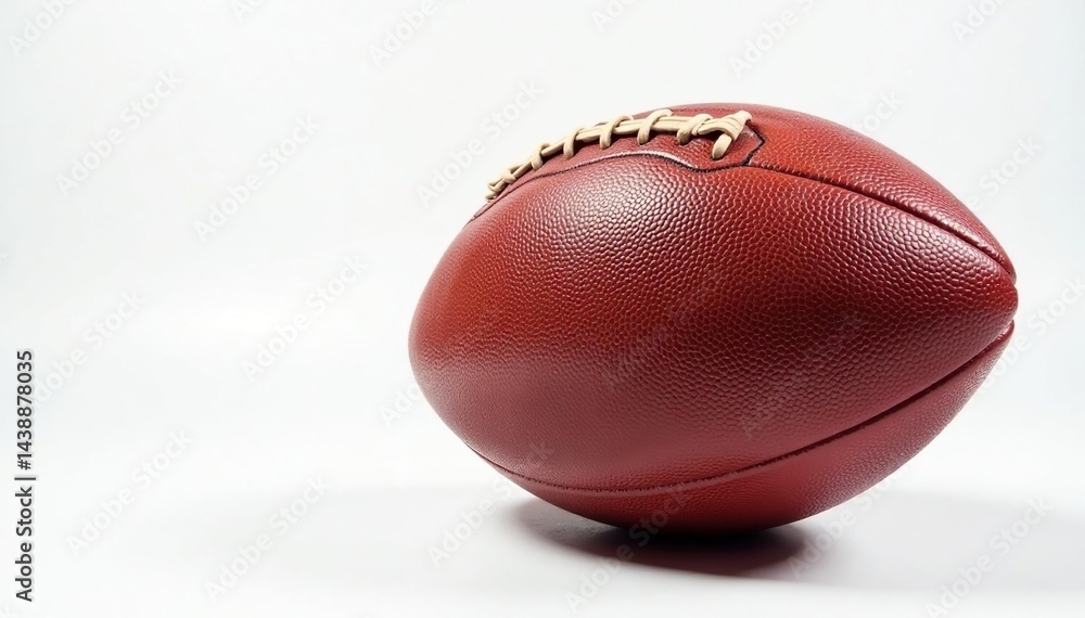 Leather football, laces visible, against white backdrop, isolated, sport Leather football, laces visible, against white backdrop, isolated, sport