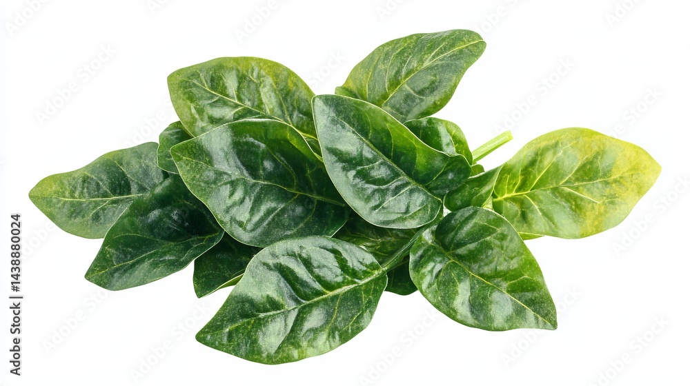 Fototapeta premium Fresh Green Spinach Leaves Bunch Natural Organic Vegetable Food Ingredient Healthy Diet Cooking Recipe Vegetarian Vegan Plant Based Food Photography 