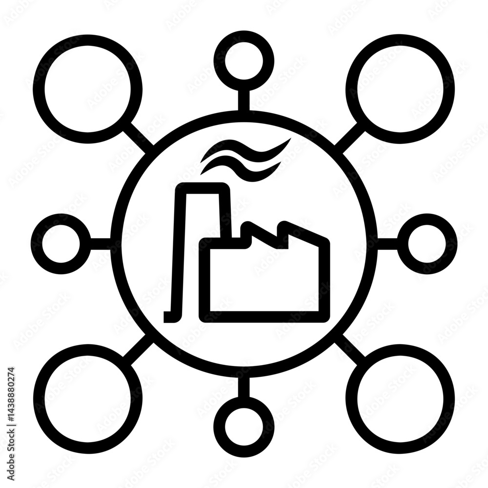 smart factory Line Icon smart factory Line Icon