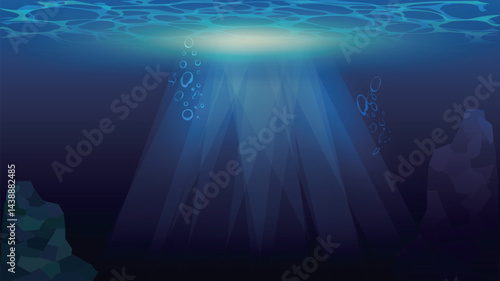 暗い月夜の深海イメージ背景素材