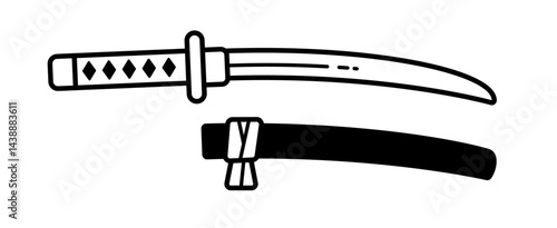 抜き身の日本刀と鞘のベクターイラスト