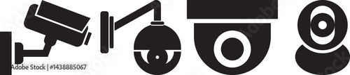 Home security icon set. Containing alarm, surveillance, lock, CCTV, thief, key, intrusion detection, guard dog and more. Vector solid icons collection.