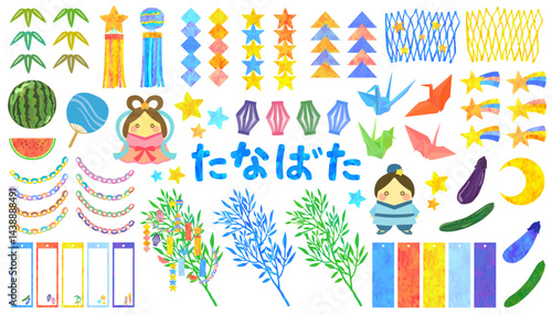 七夕の素材セット ベクター