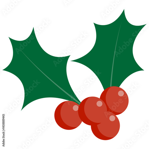 Christmas holly berry leaves. Vector illustration. Holly Berry Christmas. 