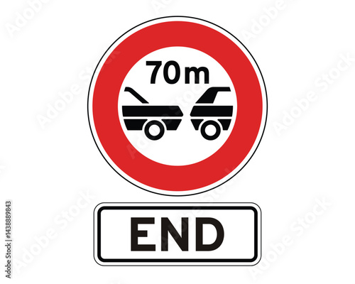 End of Overtaking Restriction Zone, Traffic Regulation Termination – High Quality Vectorial Stock Image