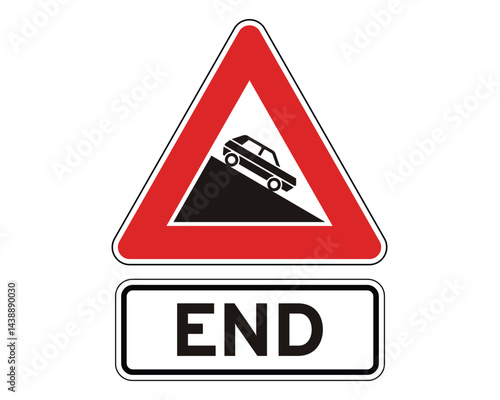 End of Steep Descent Sign, Road Hazard Termination Notice – High Quality Stock Image