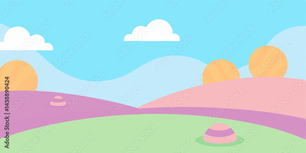 Dreamy Cartoon Candyland Field for Your Creative Projects Vector Illustration Dreamy Cartoon Candyland Field for Your Creative Projects Vector Illustration