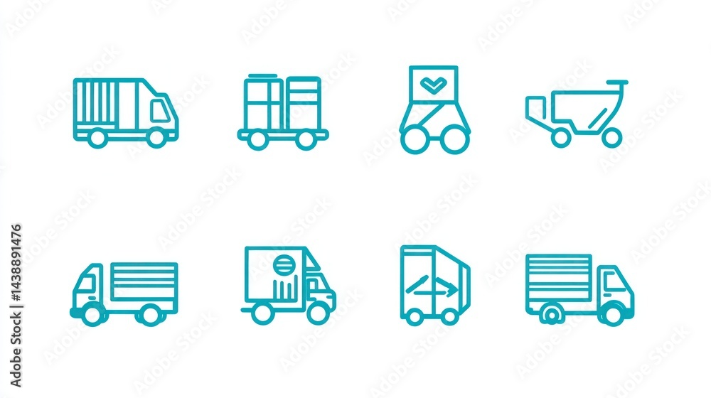 Fototapeta premium Freight Trucks Icons Set