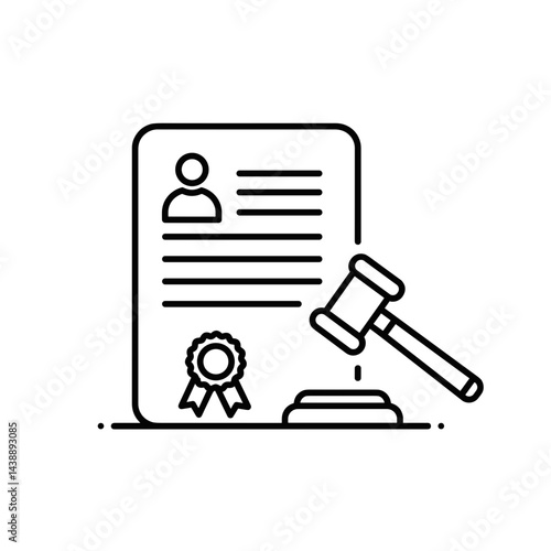 Court verdict document with gavel and seal  