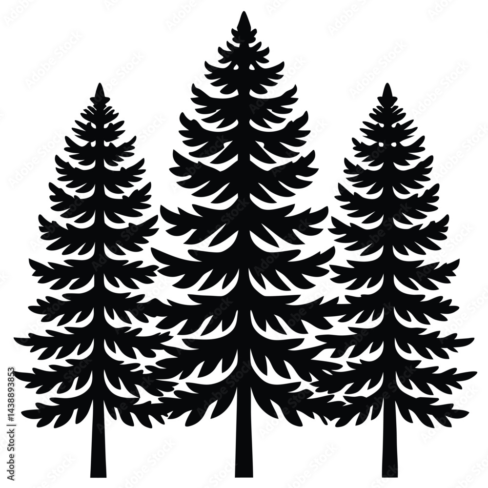 Larch trees icon set isolated on white background Larch trees icon set isolated on white background