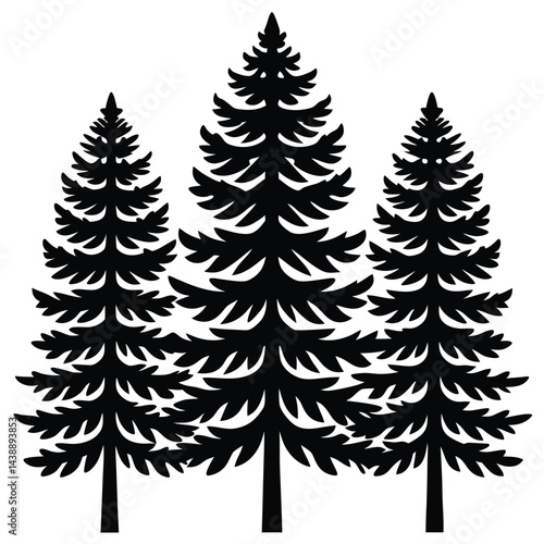 Larch trees icon set isolated on white background